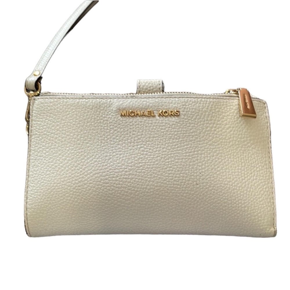 MK Michael Kors Leather Wallet white w/gold